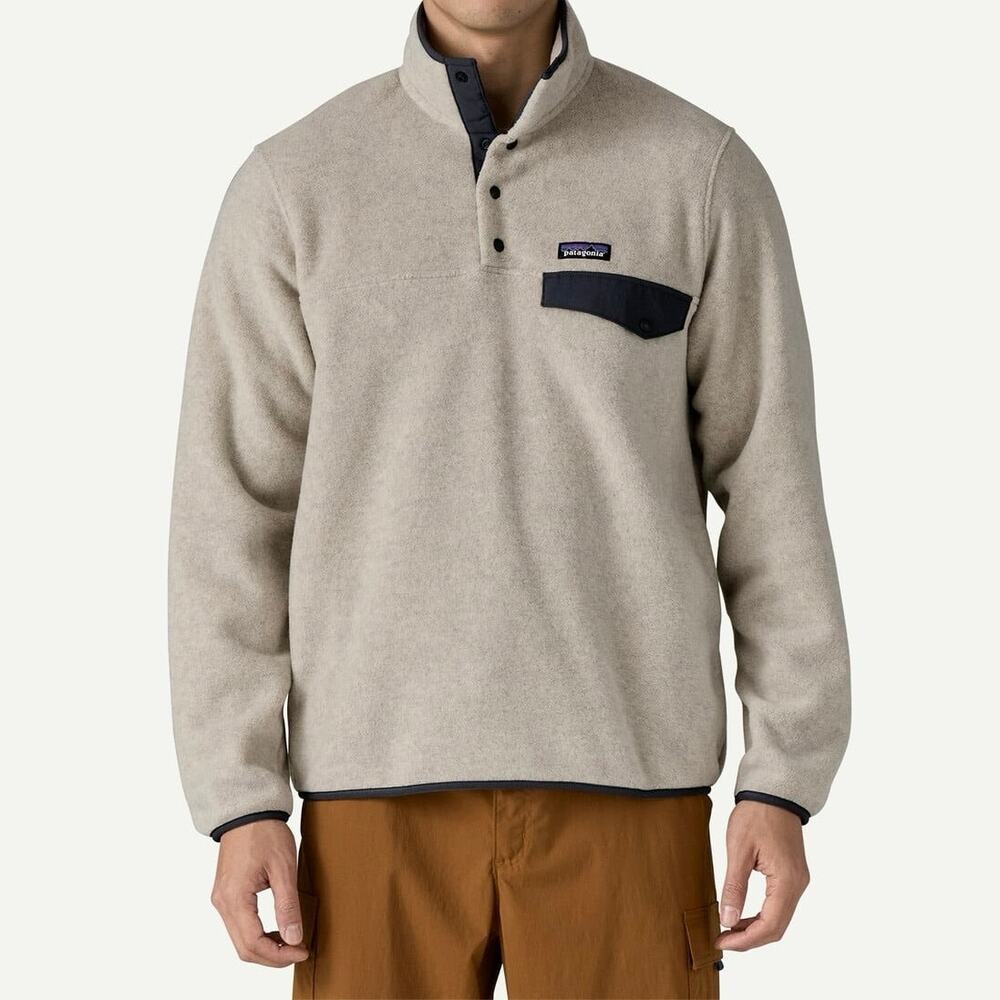 Patagonia Synchilla Snap-T Fleece Pullover Men’s L Oatmeal Heather Navy